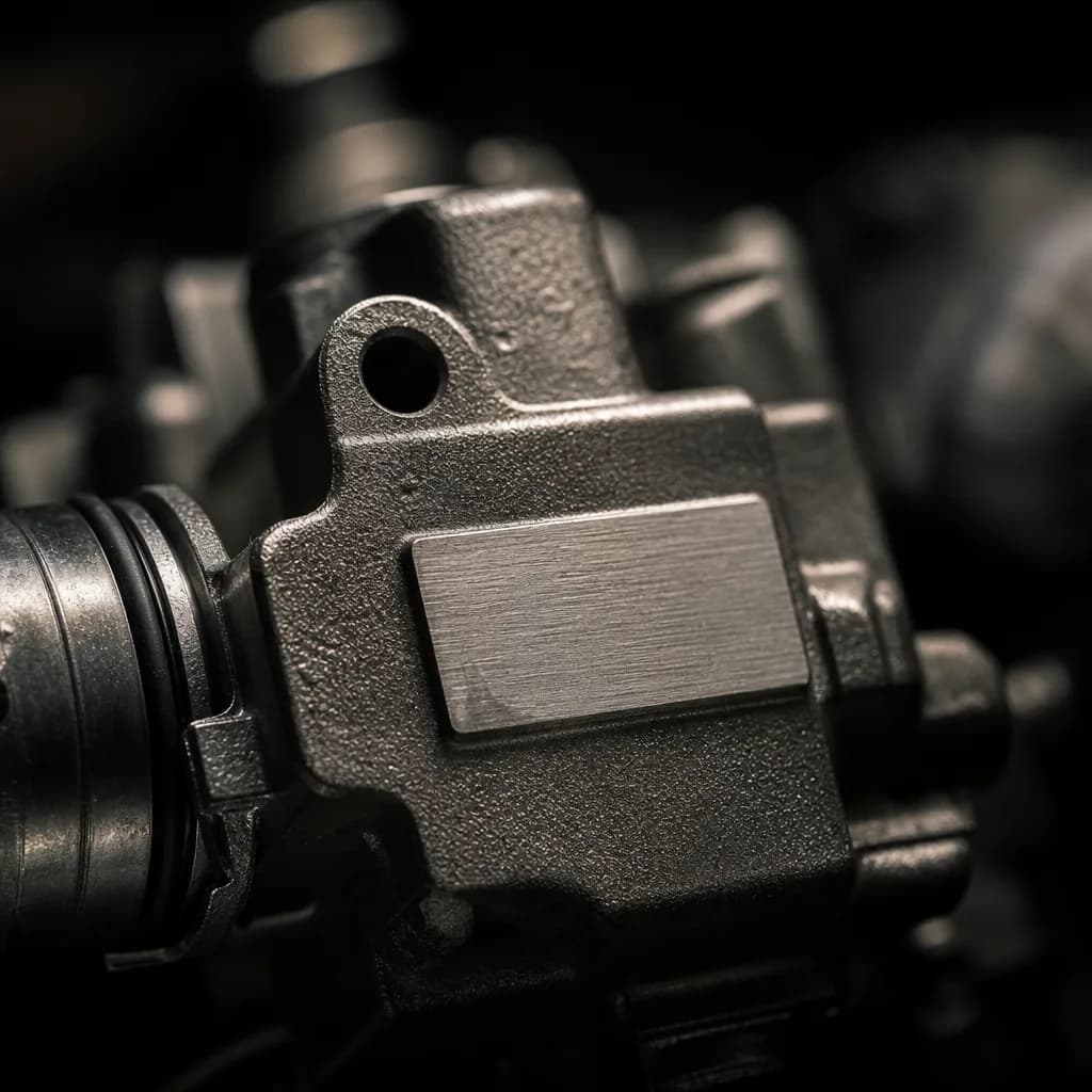 Close up of a car part with an OEM number label